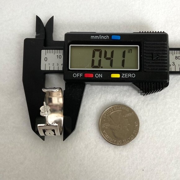 VTG Sterling Silver 925 Taxco Mexico Infinity 10MM Wide 1" Hoop Earrings - Picture 14 of 16